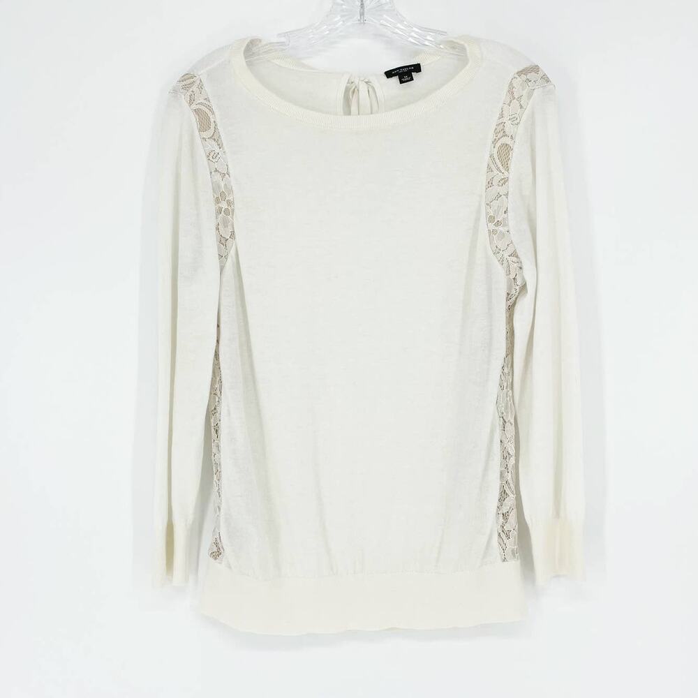 Ann Taylor Cashmere Lace Cream Sweater Size Medium